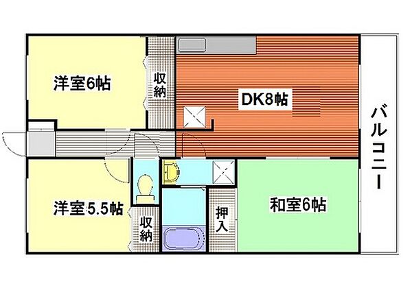 広島県広島市東区牛田中2丁目(賃貸マンション3DK・3階・65.34㎡)の写真 その2