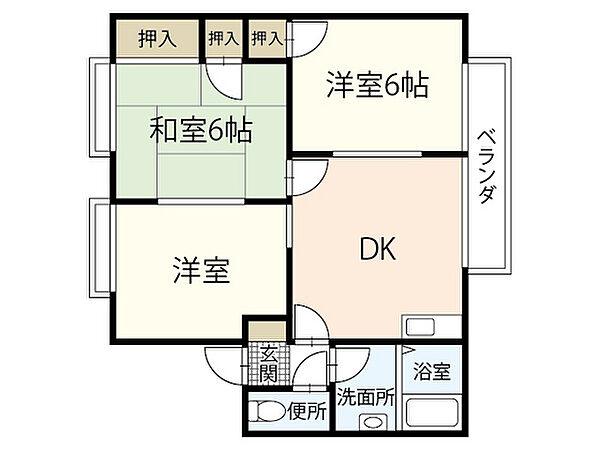 広島県広島市東区中山上2丁目(賃貸アパート3DK・1階・55.50㎡)の写真 その2