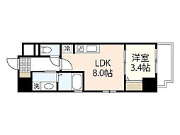 JR山陽本線 広島駅 徒歩14分の賃貸マンション 3階1LDKの間取り