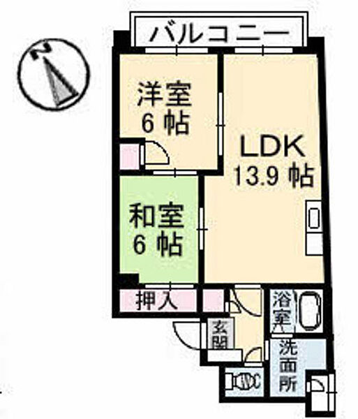 広島県広島市中区土橋町(賃貸マンション2LDK・4階・60.88㎡)の写真 その2