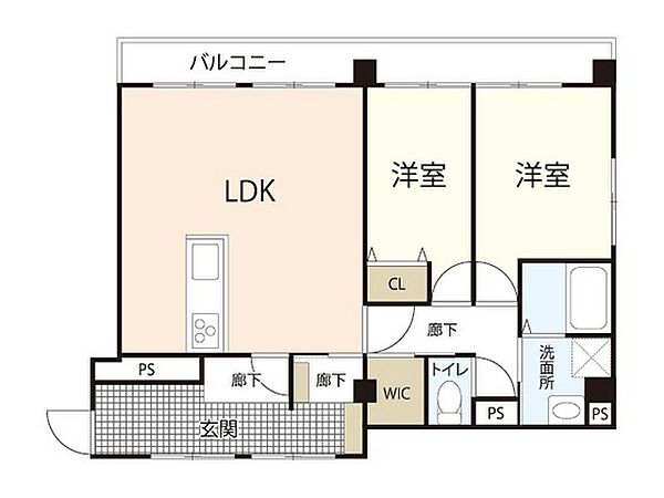 広島県広島市東区若草町(賃貸マンション2LDK・2階・57.50㎡)の写真 その2