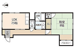 加治ビル 1LDKの間取図画像