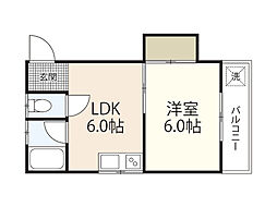 武田ビル 3階1DKの間取り