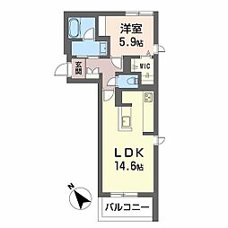 JR山陽本線 広島駅 徒歩17分の賃貸マンション 2階1LDKの間取り