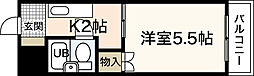舟入　松尾ビル 5階1Kの間取り