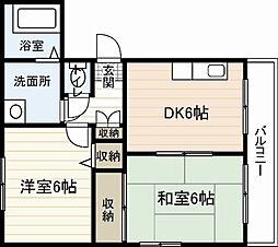 ヴィラシーン江波 4階2DKの間取り