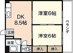 中広マンション正荘 2DKの間取図画像