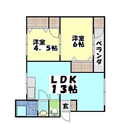 いずみマンション 3階2LDKの間取り
