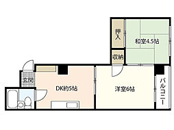第一山長ビル 2DKの間取図画像