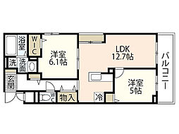 コレッソ・ｍ 1階2LDKの間取り