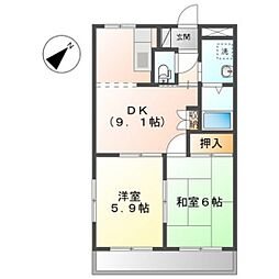 ジューエイハイツ 2DKの間取図画像