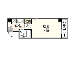 クリエーション中広 2階ワンルームの間取り
