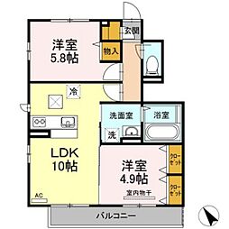 マルベリー 1階2LDKの間取り