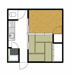 青山荘 2Kの間取図画像