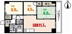 シャルマン財官II 6階3LDKの間取り