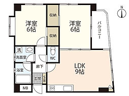 シティーハイツ舟入 2LDKの間取図画像