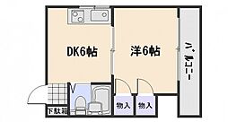 河本ビル 1DKの間取図画像