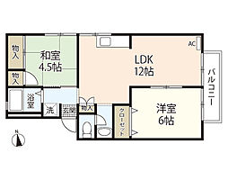 プレジール・高広 2LDKの間取図画像