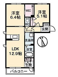 カリーノスクエア 2LDKの間取図画像