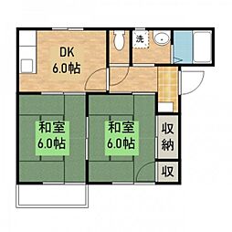 ラメール洋光 2DKの間取図画像
