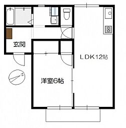 ディアス梶山 1DKの間取図画像