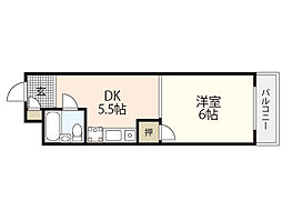 第3中西マンション 1DKの間取図画像