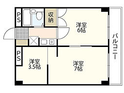庚午パールマンション 3Kの間取図画像