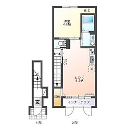 東広島市西条土与丸5丁目アパート 1LDKの間取図画像