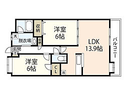 アスティオン・早稲田 2LDKの間取図画像