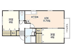 ファミール宮上C 2LDKの間取図画像