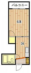 草津東ハイツ 1Kの間取図画像