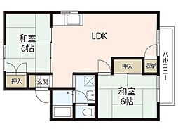 パレーシャル1 2LDKの間取図画像