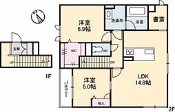 アウラ庚午北 2LDKの間取図画像