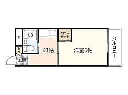 EFT-牛田新町 1Kの間取図画像