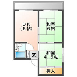 Happiness東雲本町 2DKの間取図画像