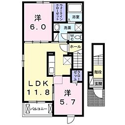 パルハーモニー1 2LDKの間取図画像