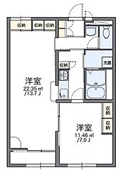 レオパレスTHUBAKI 1LDKの間取図画像