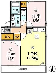 ファミール三筋C 2LDKの間取図画像