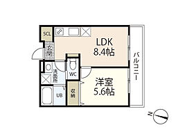 ソフィアコート海田昭和町Annex 1LDKの間取図画像