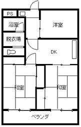 第3植野ビル 3DKの間取図画像