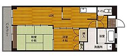 かおるコーポ 2LDKの間取図画像