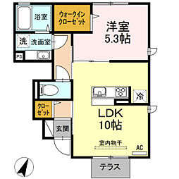 ボンヌール 1LDKの間取図画像