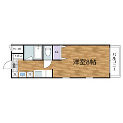 ゼフィル ワンルームの間取図画像