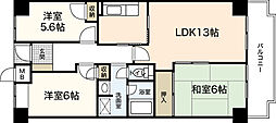 面出マンション 3LDKの間取図画像