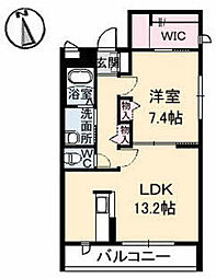 グランメール23 1LDKの間取図画像