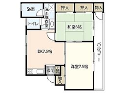 山陽第1ビル 2DKの間取図画像