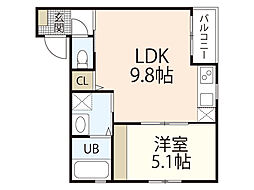 スマートヴィラ上安A 1LDKの間取図画像