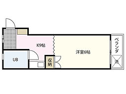 若草E 1Kの間取図画像