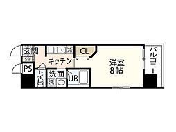 アクアシティ本川町 1Kの間取図画像