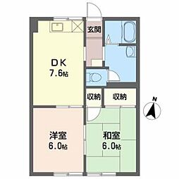 リバーサイド阿品 2DKの間取図画像